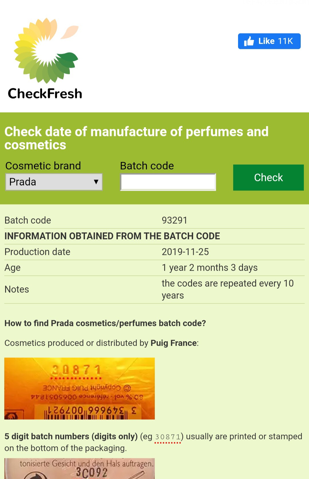 batch code prada