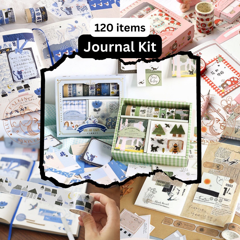 Fluff's 120items Journal Kit Sticker Gift Box Stationery Gift Set