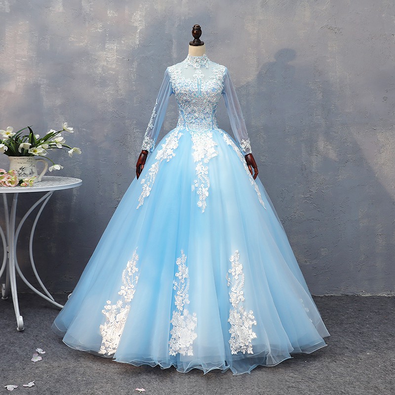 dress pengantin baby blue