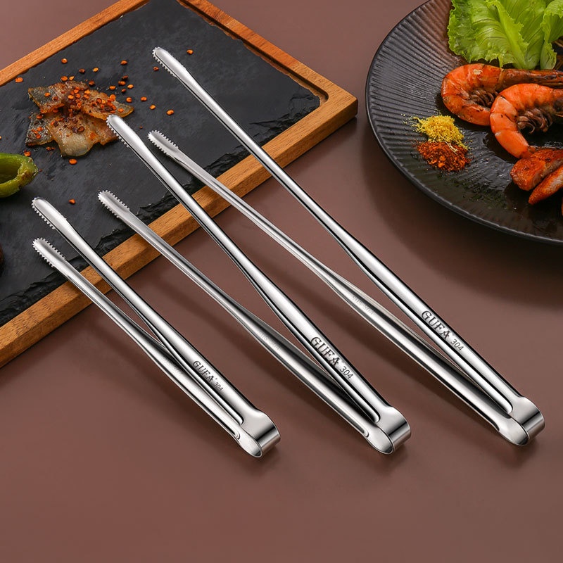 3 Sizes 304 Stainless Steel Barbecue Clip/Portable Picnic Tweezer Salad Steak Clamp/Elongated BBQ Buffet Restaurant Food Tong Non-Slip Cooking Clip// Multifunctional Kitchen Tools /Kitchen Useful Cooking Utensils & Gadgets