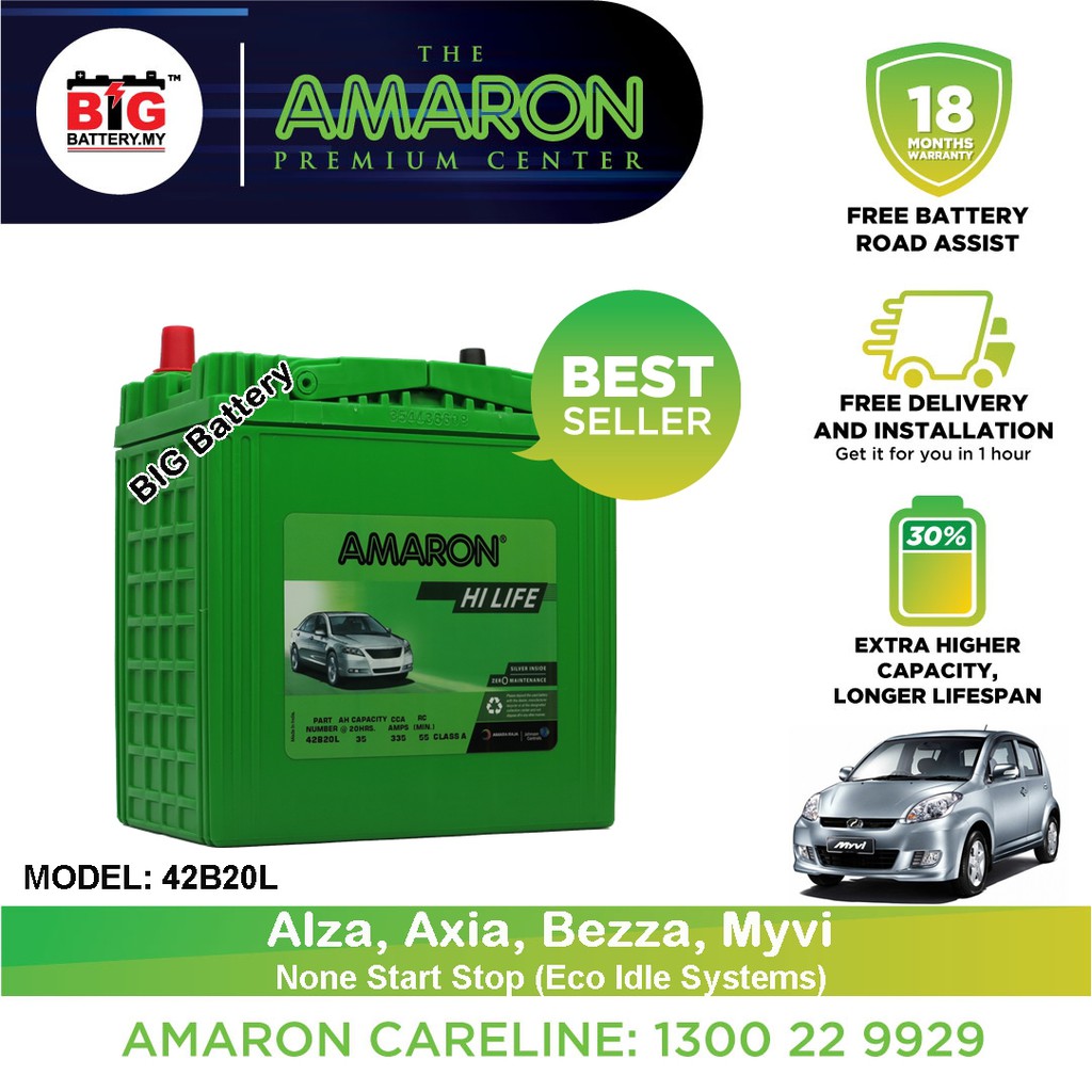 AMARON HILIFE NS40 CAR BATTERY  For PERODUA Viva, Myvi 