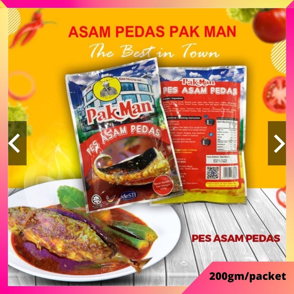PES ASAM PEDAS PAK MAN (Paket) / PASTE ASAM PEDAS (Packet) Local Ingredients