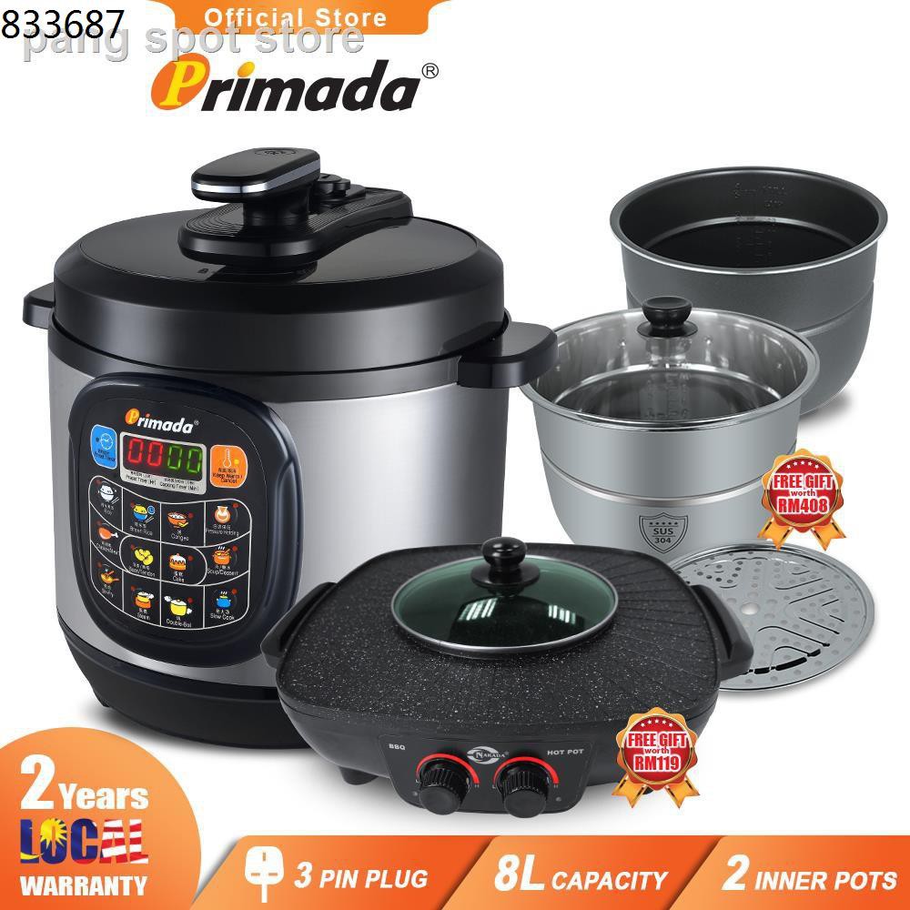 Pressure Cooker Ready Stock Primada 8 Liter Jumbo Pressure Cooker Pc8030 Free Marble Set Electric Multicooker 2 Ss Po Shopee Malaysia