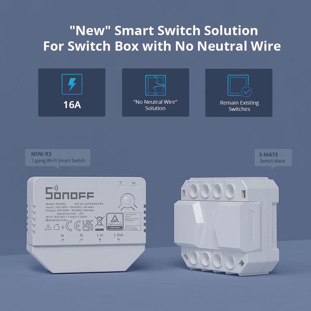 SONOFF MINI R3 16A Wifi Bluetooth Smart Switch with SMATE Switch Mate