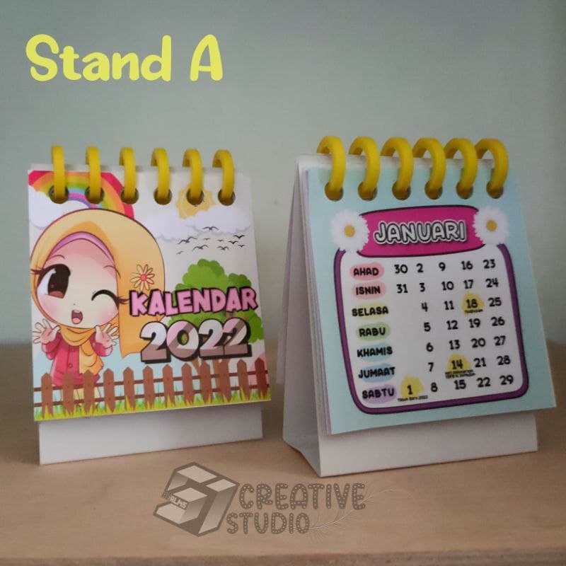 Stand Calendar 2022 Desk Calendar 2022 Kalendar Meja 2022 Custom Stand