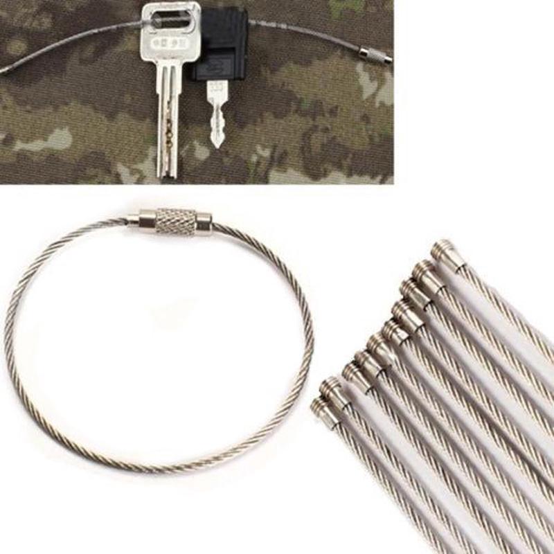 Details about   5PCS Stainless Steel Wire Keychain Cable Key Ring Chain Outdoor Hiking Style New 