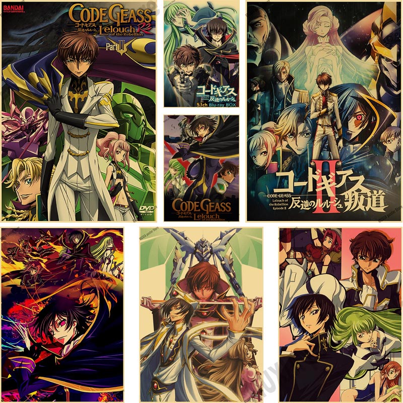 Classic Anime Code Geass Lelouch of The Rebellion Poster Retro Kraft Paper Art Painting Wall Stickers Home Room Decor