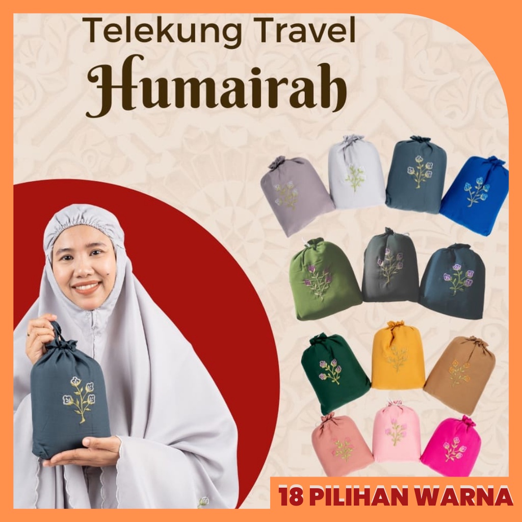 [18 Warna] Telekung Solat Travel Set Ringan Bag Mini Pouch Humairah Dewasa Murah | Hadiah Surprise