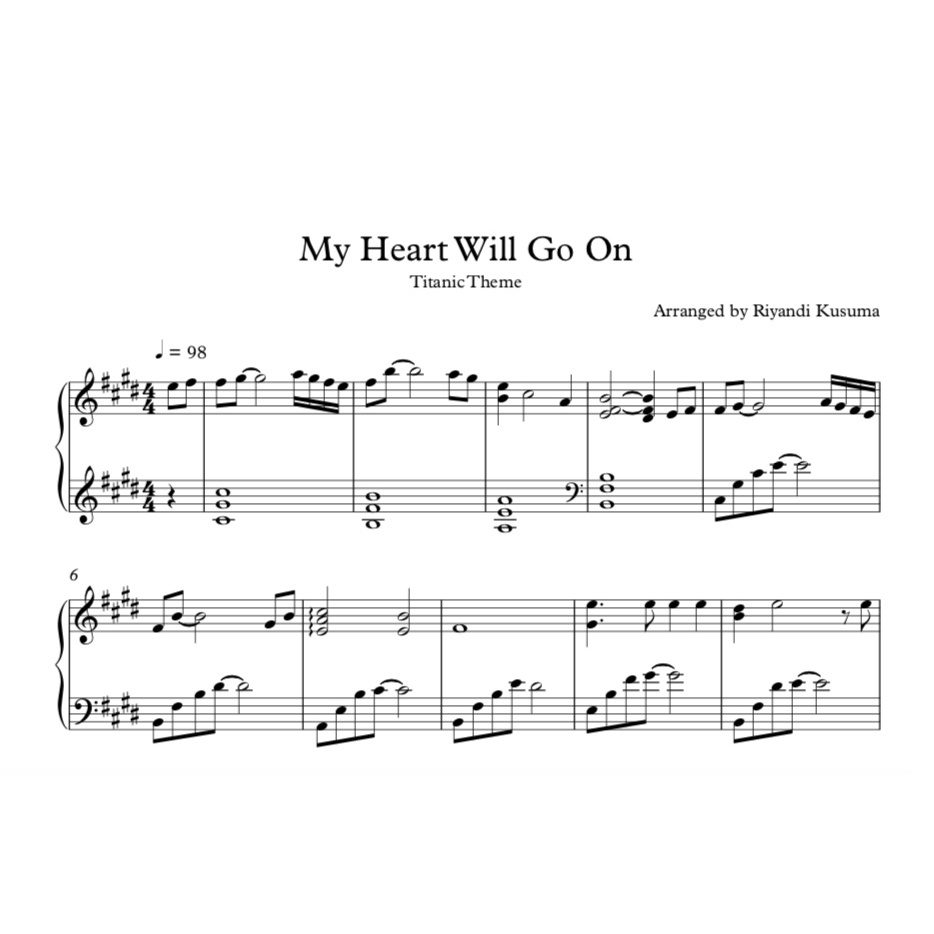 My Heart Will Go On - Titanic Theme by Riyandi Kusuma [Piano Sheet] |  Shopee Malaysia