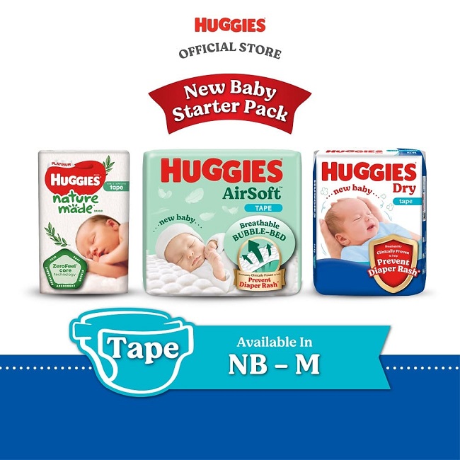 Huggies Newborn baby (NB / S) Diapers - Dry / AirSoft / Naturemade (1 pack)