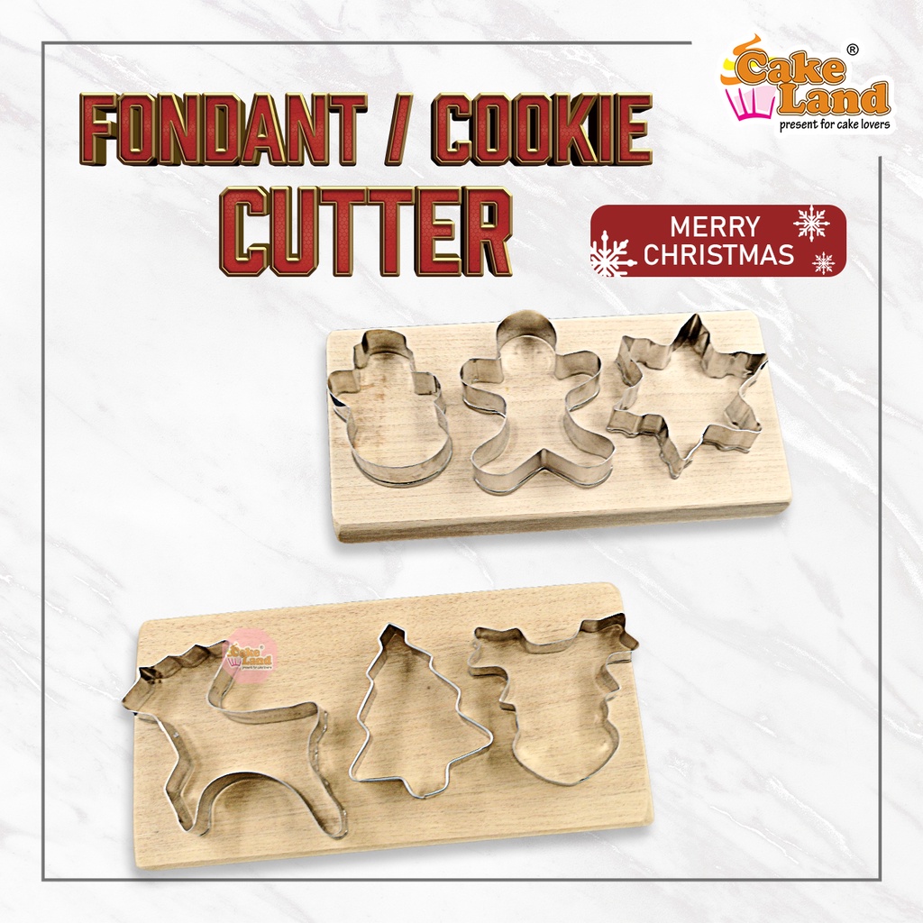 CAKE LAND Fondant Cookie Cutter - Merry Christmas (6 Pcs)