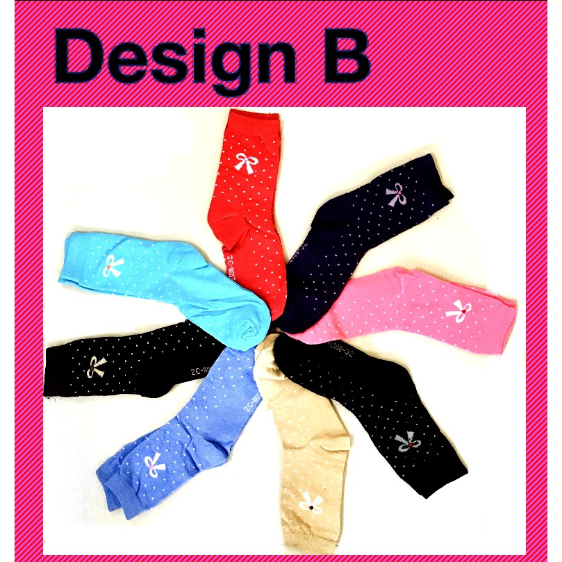Stylish Women Girl Long Cotton Socks Creative Small Bow-Knot Design