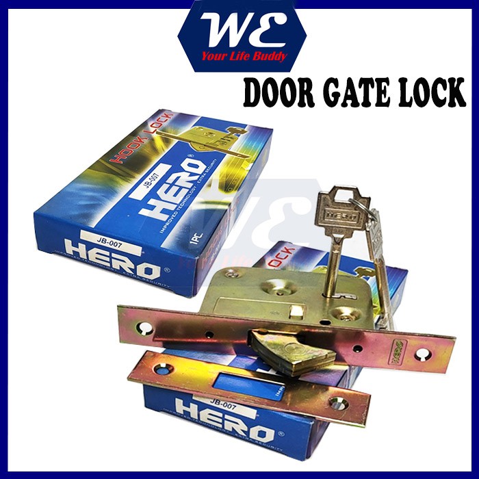 [100% ORIGINAL] HERO Gate Lock / Metal Door Lock / Iron Grill Hook Lock - READY STOCK