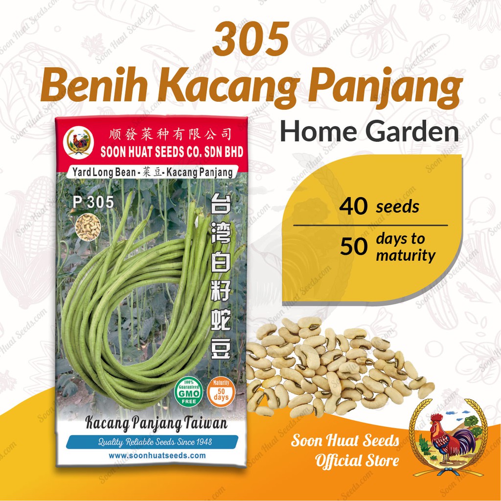 Soon Huat Benih Kacang Panjang 305 Taiwan Long Bean Seeds 台湾菜豆種子 Shopee Malaysia