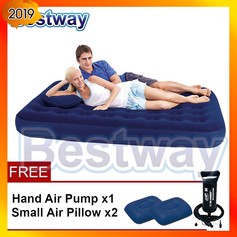 BESTWAY 67374 Portable Inflatable Queen Size Air Bed with 2 Pillow + 1