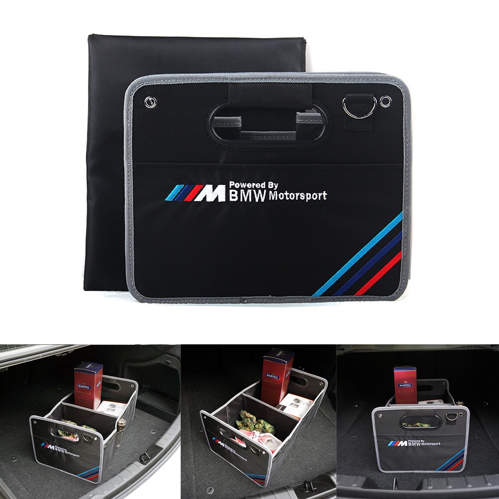 Car Organiser Car Trunk Storage Box Organizer Bags For BMW 1 2 3 5 7 Series X1 X3 F25 X5 F15 X6 16 F30 F10 F07 E90 F11 M Embroidery Logo 1 