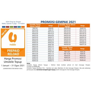 Buy Umobile Prepaid Direct Topup Dan Pin Topup Harga Rm20 00 Rm100 00 Seetracker Malaysia