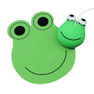 Mini Cartoon Frog Mouse + Mousepad Set Wired Optical Mouse Cute Mause ...