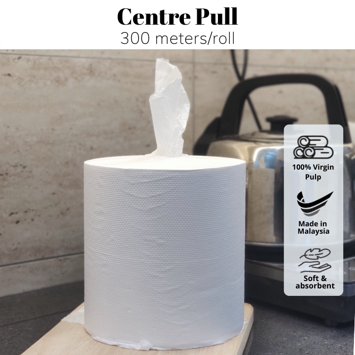 【300 meter】1 Ply Centre Pull Hand Towel Tissue Kitchen Paper Towel