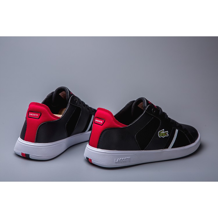 lacoste black and red shoes