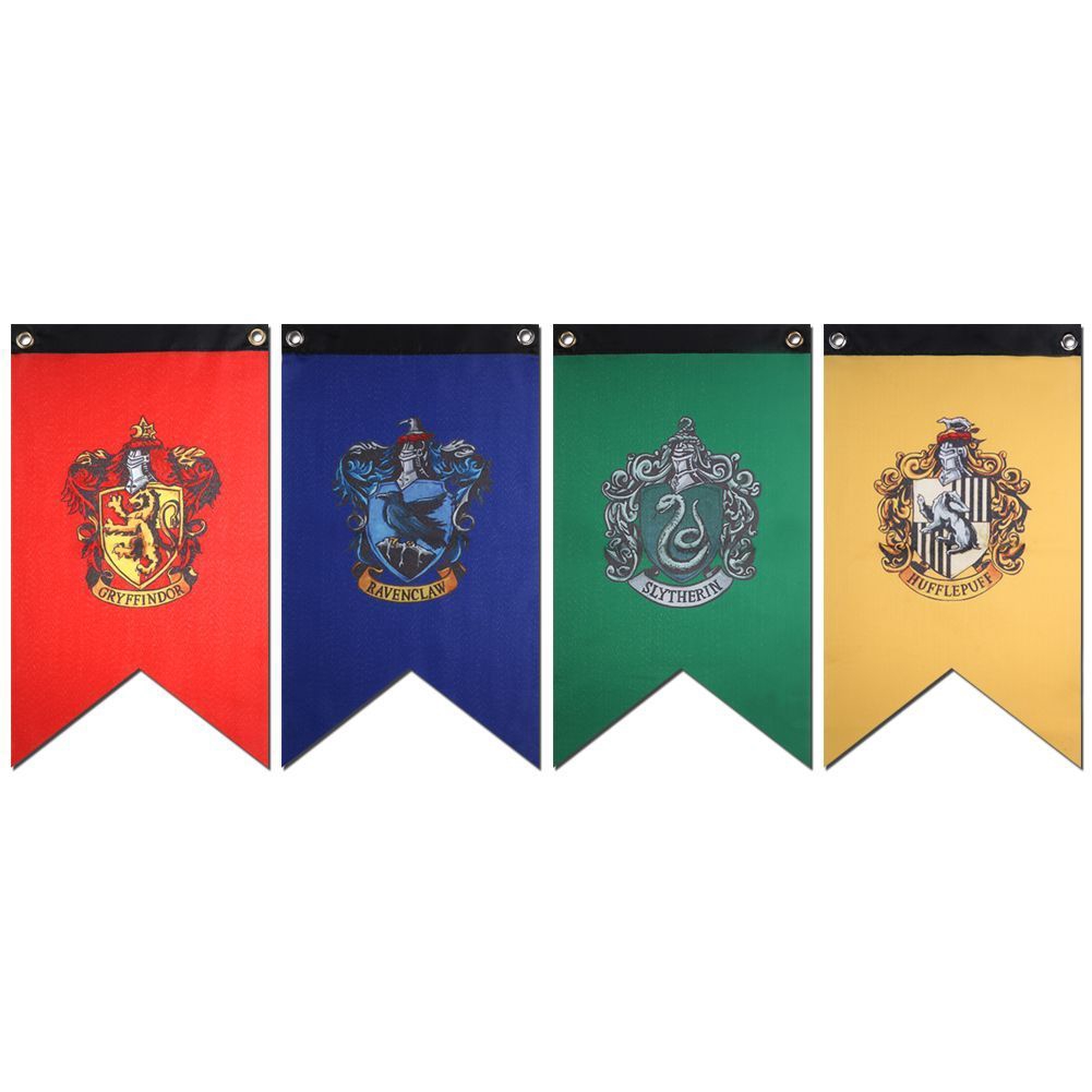4 Pcs Harry Potter Hogwarts House Decor Banner Flag Wall Hanging