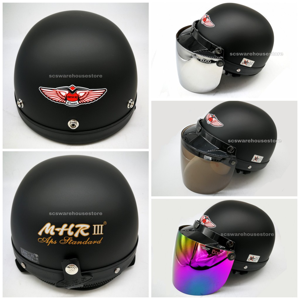 MHR 3 MATT BLACK / MHR half Cut Helmet | Shopee Malaysia