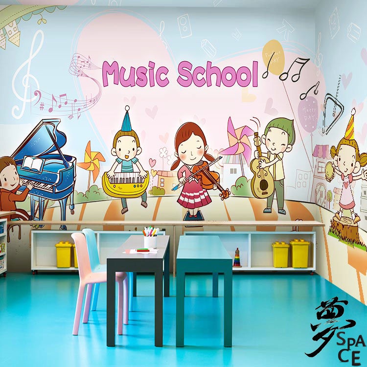 KIDS room wallpaper Music classroom cartoon dance school piano children  bedroom wallpaper wallpaper nursery school boys | Shopee Malaysia