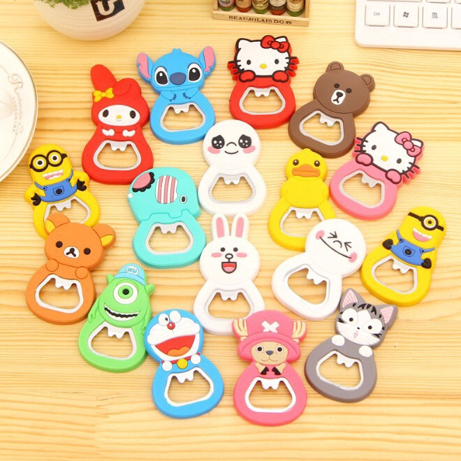 【40 Types】Cute Cartoon Stainless Steel Beer Bottle Opener Fridge Magnet Bottle Cap Opener