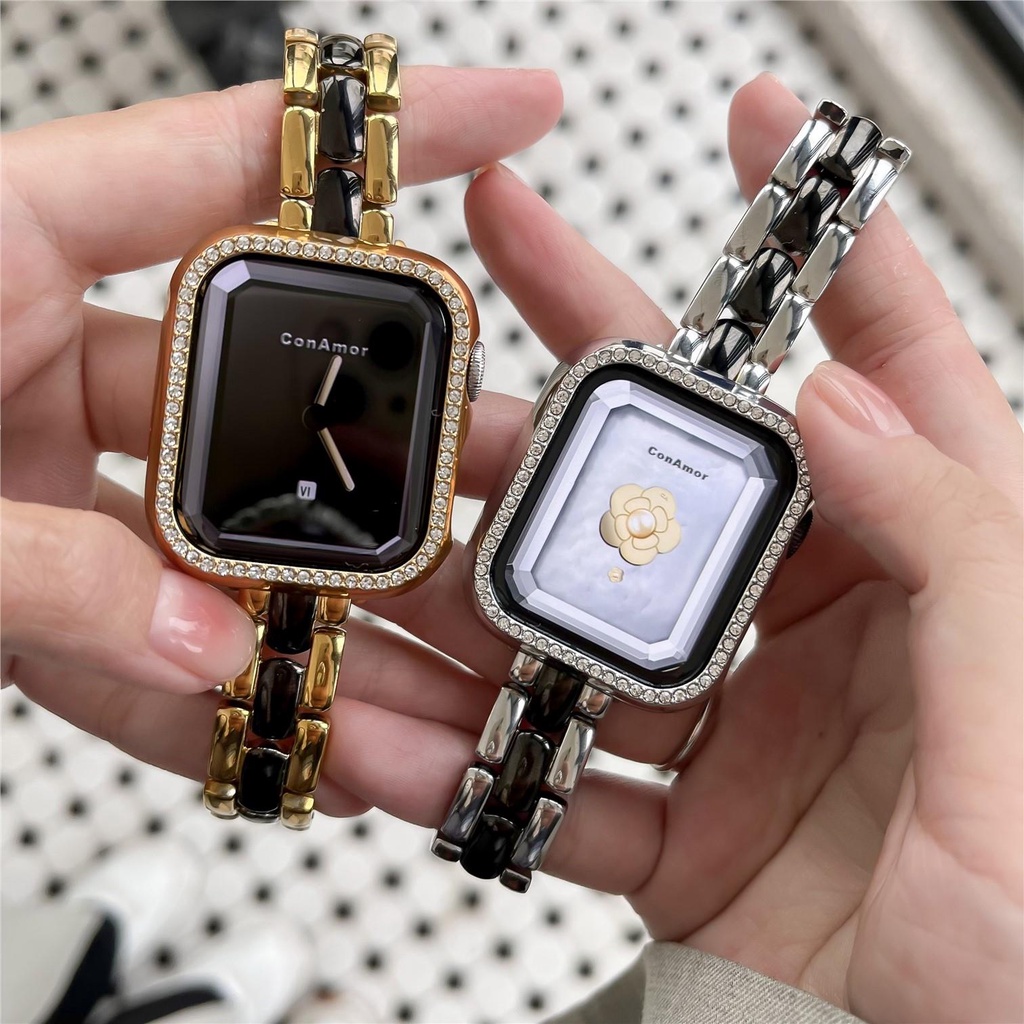 < COCO Camellia > Original Beads Stainless Steel iWatch Strap 7/6/5/4 Suitable For Apple Watch