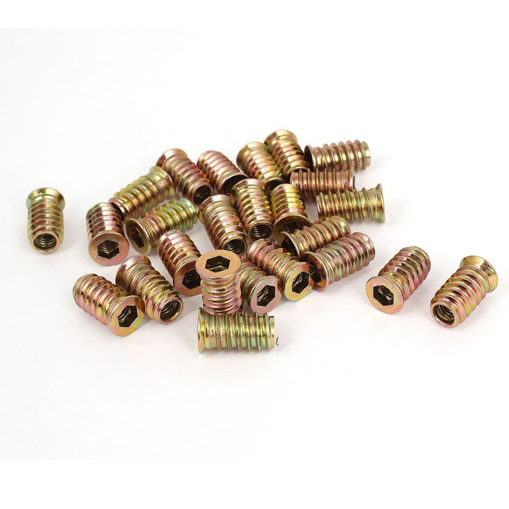 M6 E Nut Wood Insert Interface Screws Hexagonal Socket Nuts 25 Pcs