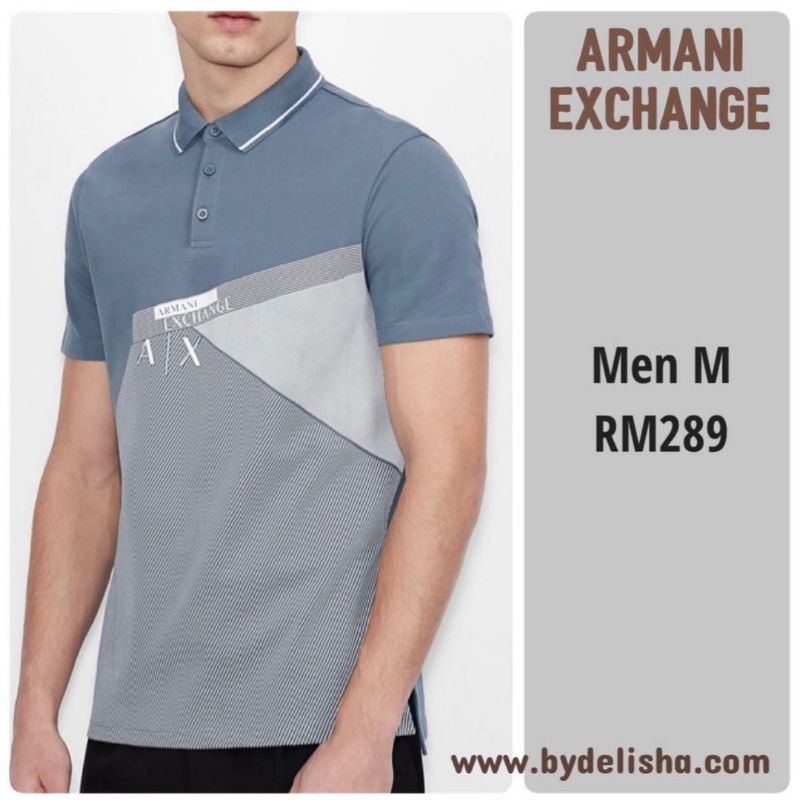 Armani Exchange Men Polo Shirt M Grey Abstract AX Logo | Shopee Malaysia