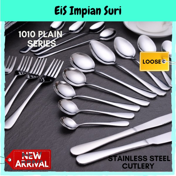 (Loose) 1010 Series Plain Stainless Steel Cutlery Flatware Steak Table Serving Spoon Fork Dessert Spoon Coffee Spoon