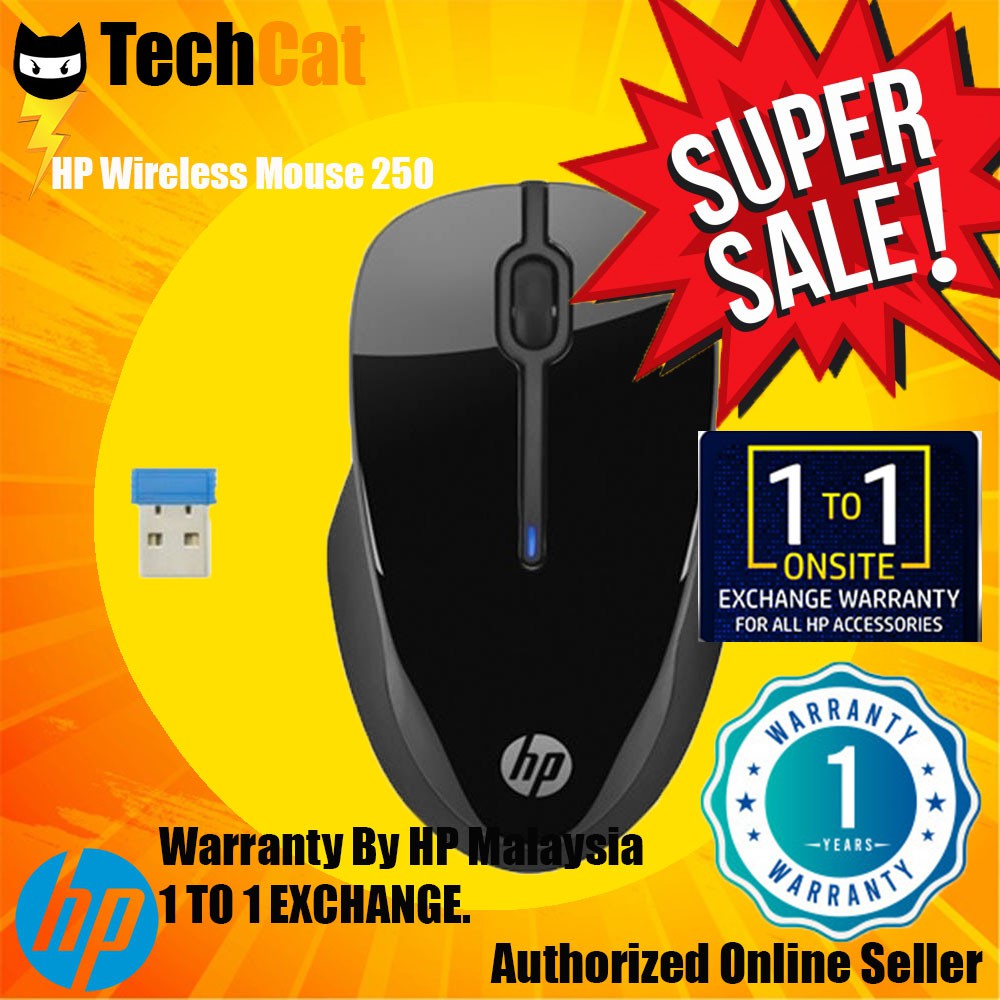 HP Wireless Mouse 250 - Adjustable DPI/Security Encryption/High Resolution Optical Sensor and Ergonomic Comfort 3FV67AA