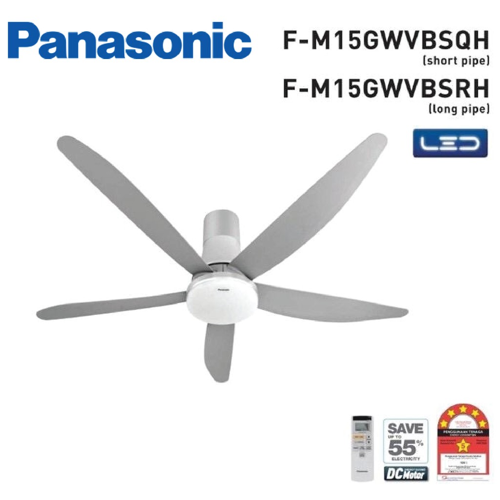 Panasonic Ceiling Fan LED 5-Blade 60" 2-in-1 Ceiling Fan F-M15GW