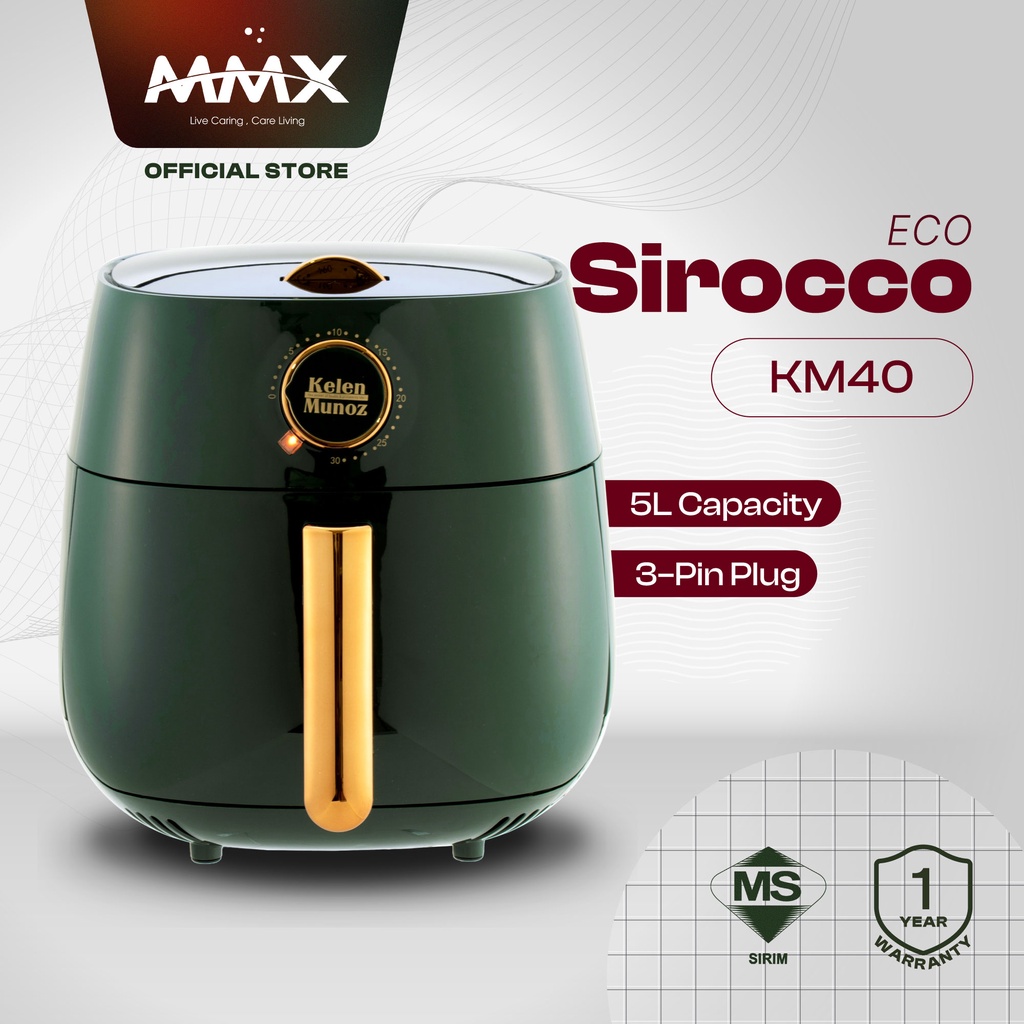 MMX Kelen Munoz K40 Sirocco Classic 3D Ecoheal Non Stick Home Kitchen Air Fryer 5L (Green/Red) Multi Cooker | Shopee Malaysia