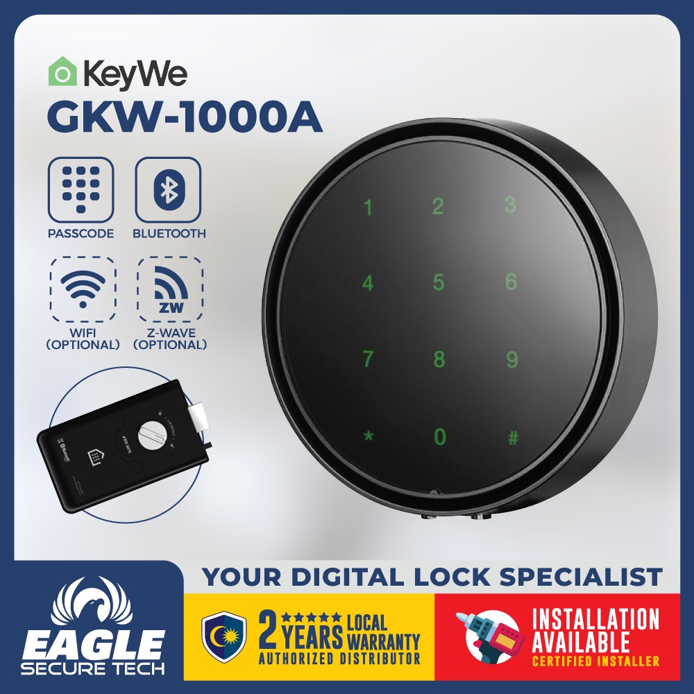 Keywe GKW-1000A Smart Bluetooth Door Lock Premium Digital Black Fast_mg 