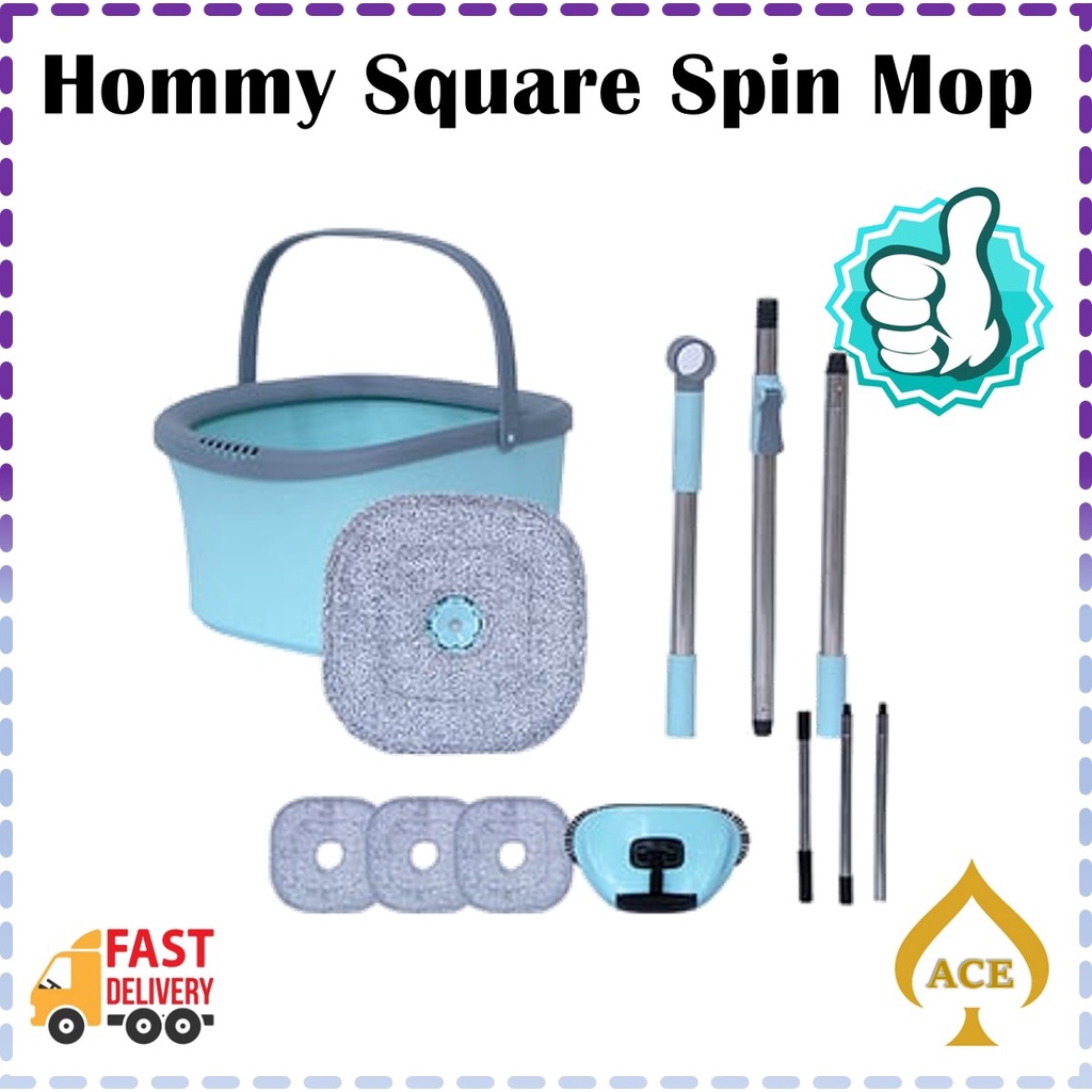 Hommy Square Spin Mop with Bucket Sewage Separation Cleaning System Mop
