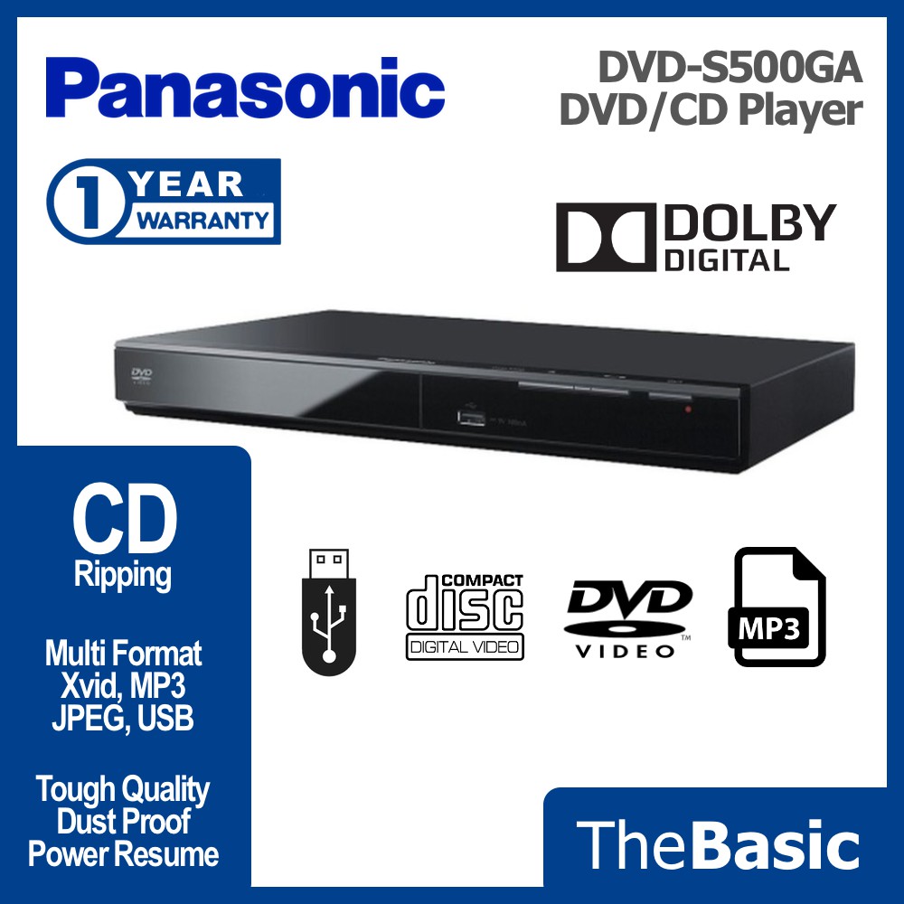 PANASONIC DVD CD Video Audio Player Black Colour (DVD-S500, DVD-S500GA-K) |  Shopee Malaysia