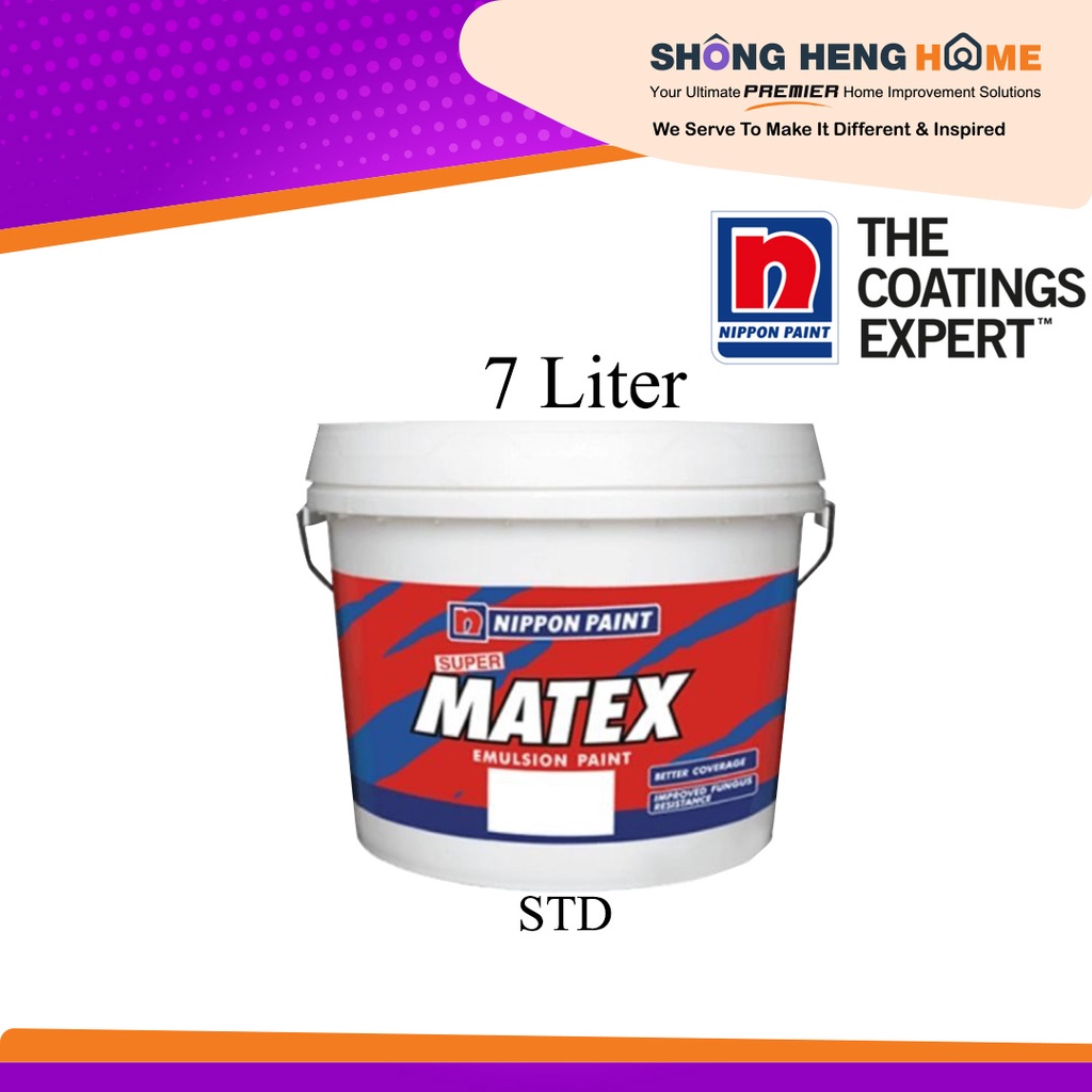 7L Nippon Paint Emulsion Super Matex Paint (Standard Colors) Shopee