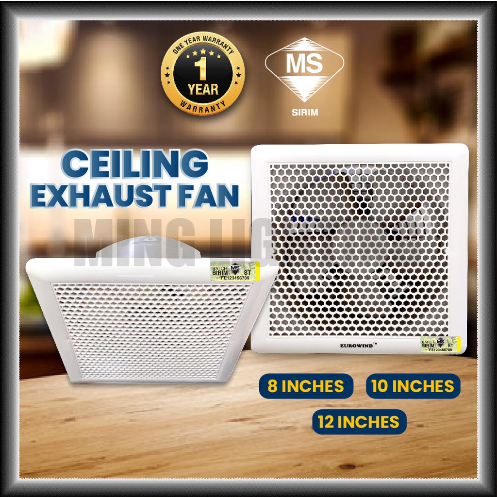 (Sirim) 8" 10" 12" Ceiling Exhaust Fan Ventilation Fans Ekzos Air