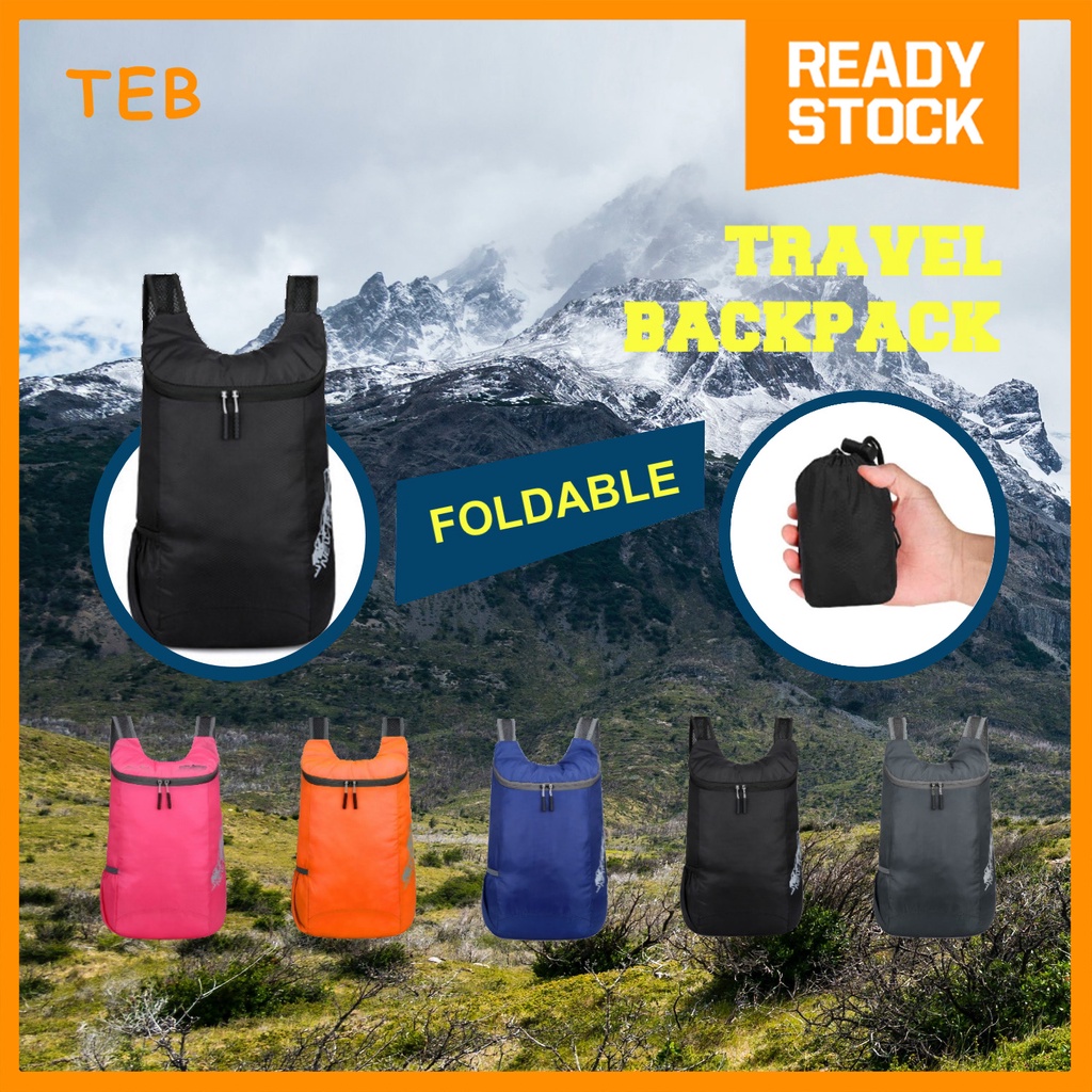 Mini Foldable Hiking Bag Waterproof Backpack | Beg Sandang Travel Kalis Air Lipat Ringan Lelaki & Wanita