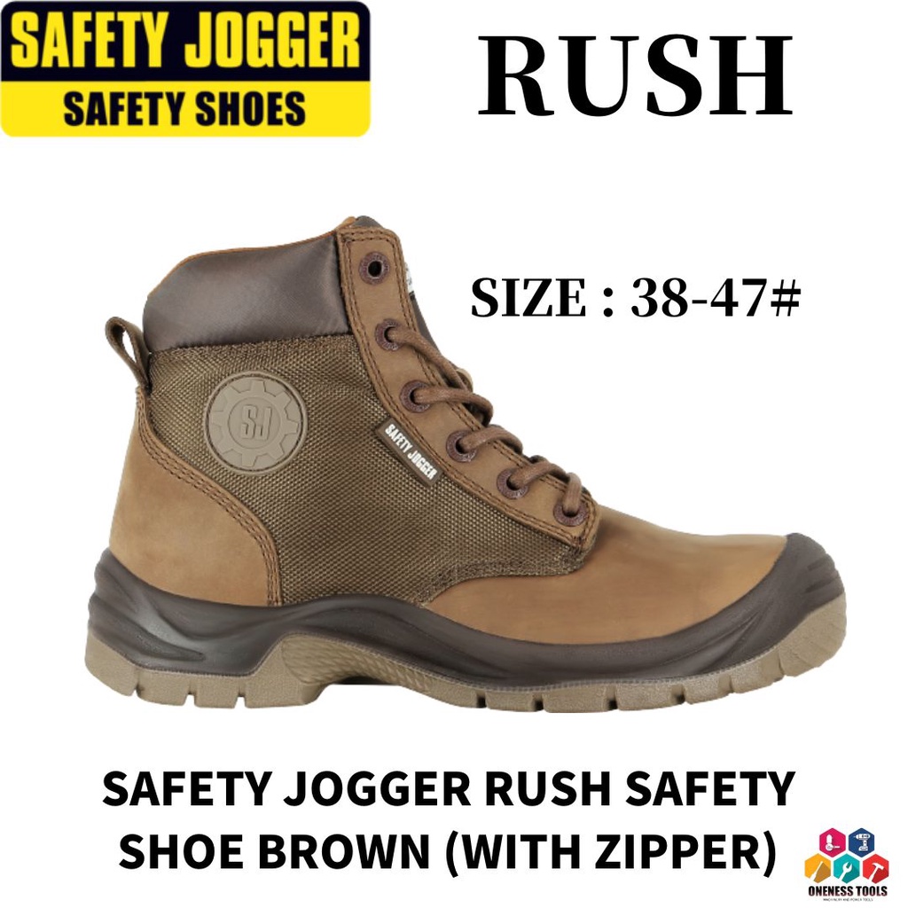 SAFETY JOGGER RUSH SAFETY SHOE BROWN (WITH ZIPPER) Shopee Malaysia