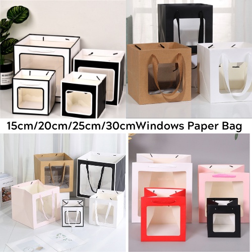 Window Paper Bag/Square Paper Bag/Transparent Bag/Gift Paper Bag with