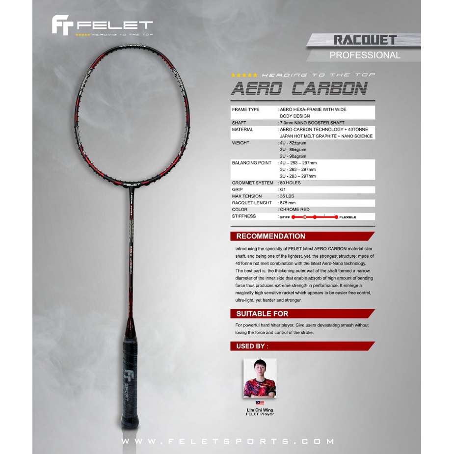 FELET Aero Carbon Badminton Racket 100 Original by FLEET ( FREE STRING & GRIP ) Shopee Malaysia