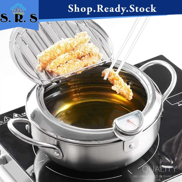 SRS_Tempura Fryer Japanese Deep Fryer Cooker SUS 304 with Thermometer Pan Temperature Control Fried Chicken Pot