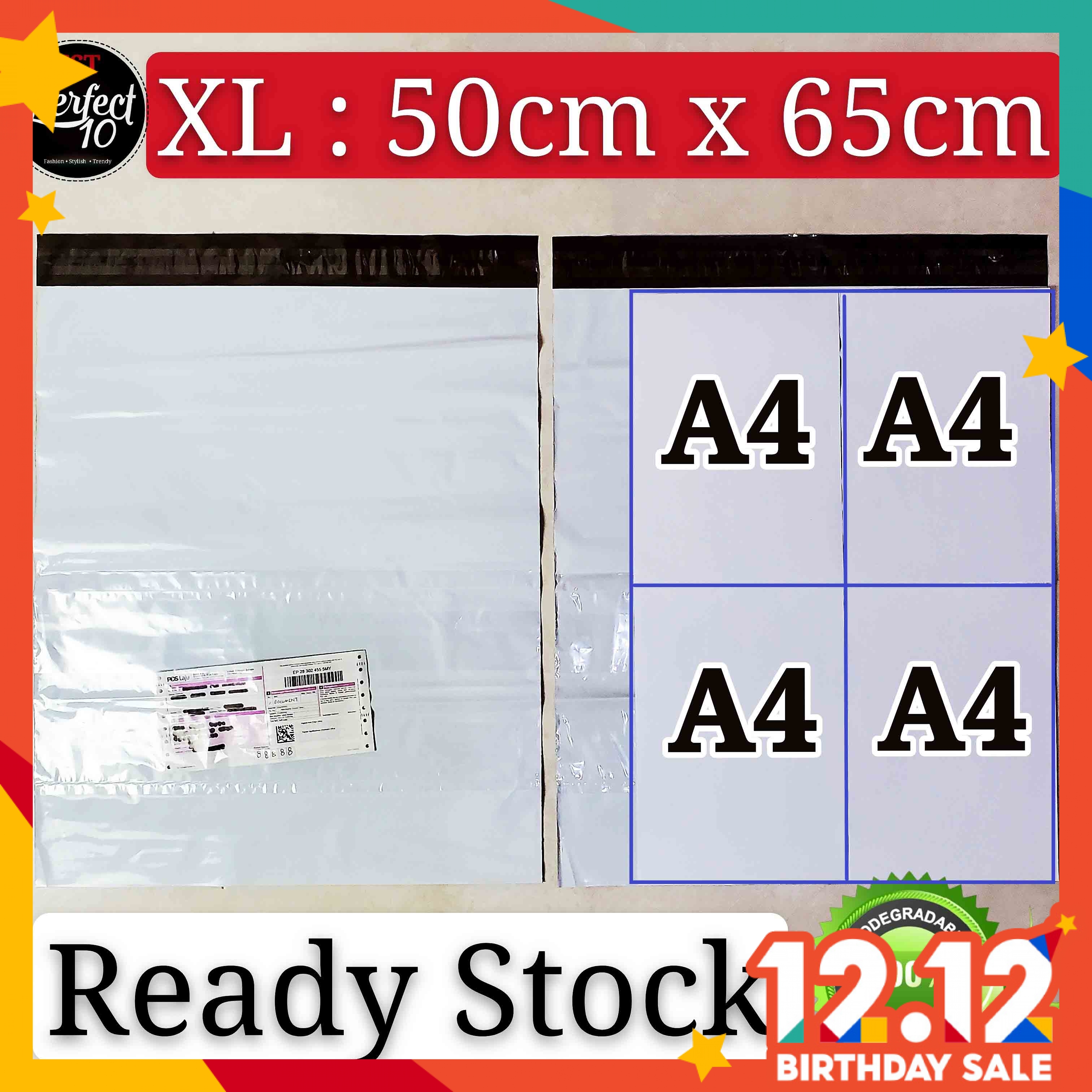 FST [50 pcs] XL (50CM X 65CM) A2 Courier Bag With Pocket Packaging Plastic Bag | Kurier 快遞袋 Parcel Flyers Flyer