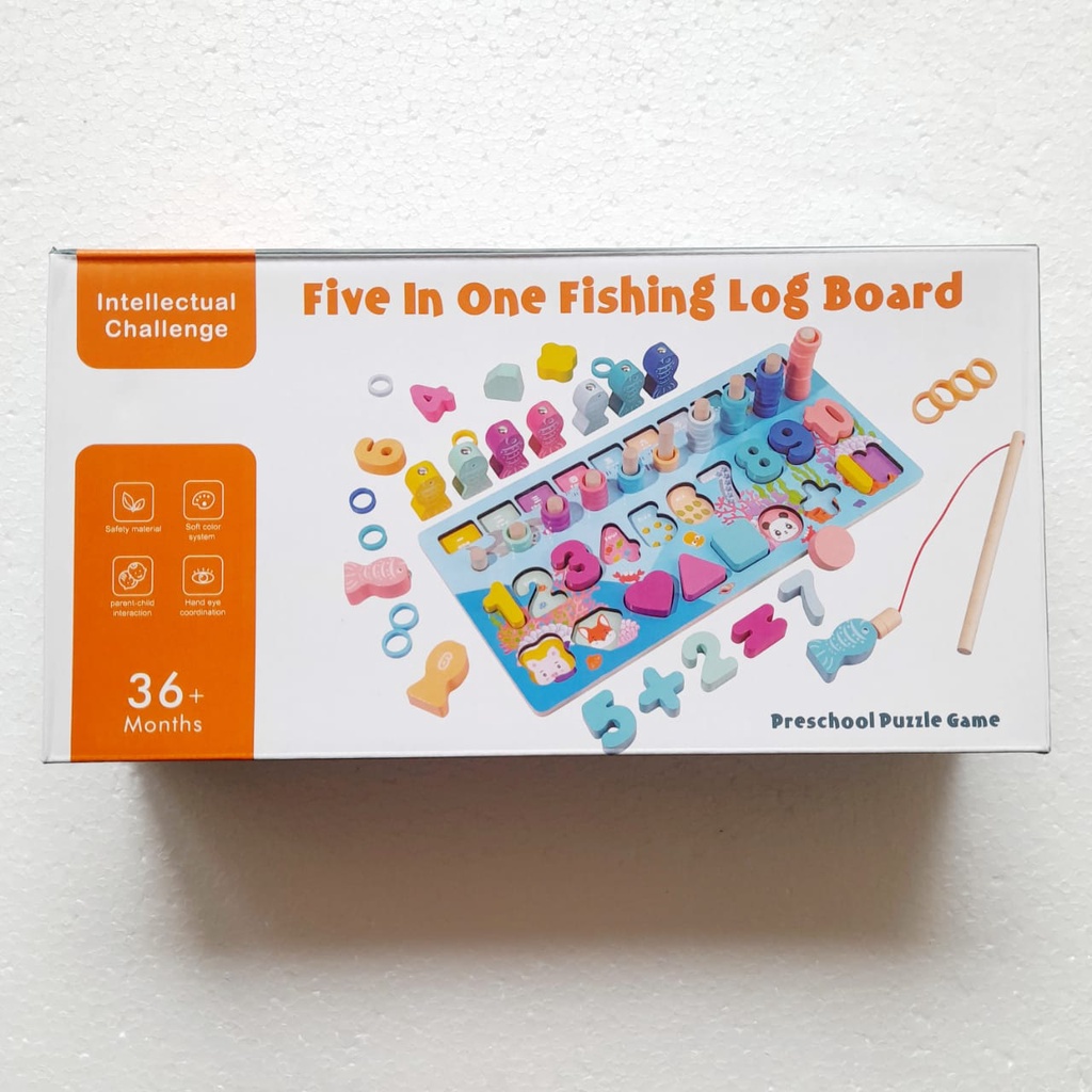 Premium Reliable Educational Toys Kids 5 1 Fishing Puzzle Game Wooden Log Board - Image 4