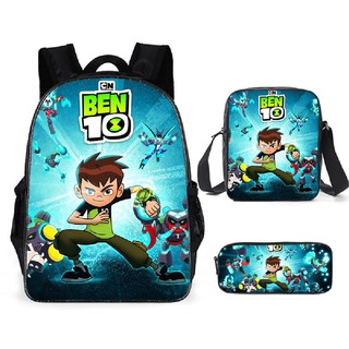 Ben 10 Three Piece Teenage Hacker Backpack Polyester Wear Resistant Student School Bag Pen Bag Shoulder Bag Shopee Malaysia - backpacking roblox hack marshmello