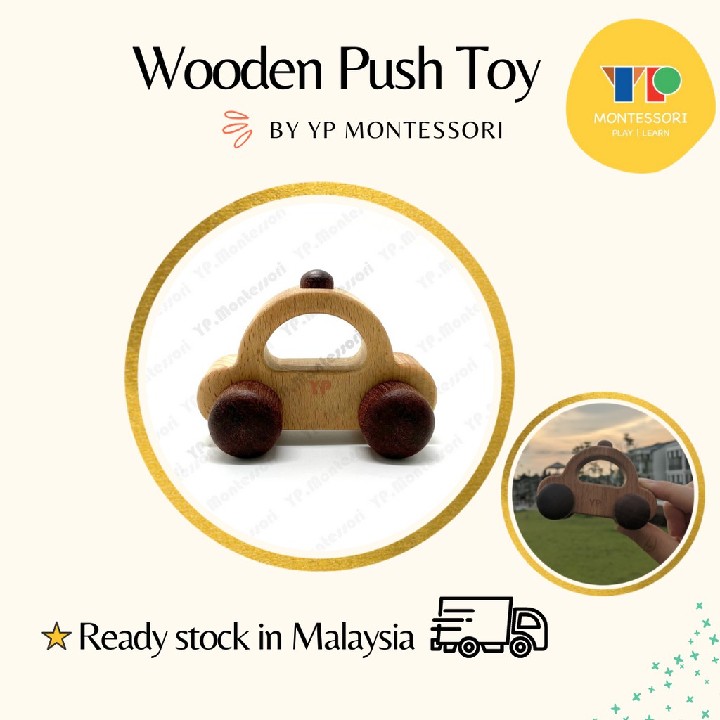 YP Montessori Baby Toys, Wooden Push Toy, Wooden Toy Car, Push car on