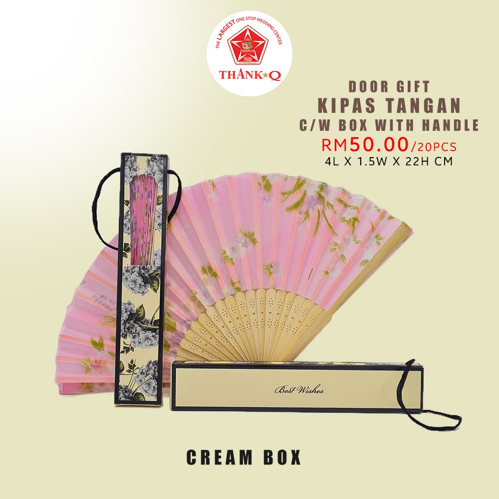 20pcs Best Wishes Door Gift Hand Fan Kipas Tangan Complete With Box And Handle Shopee Malaysia